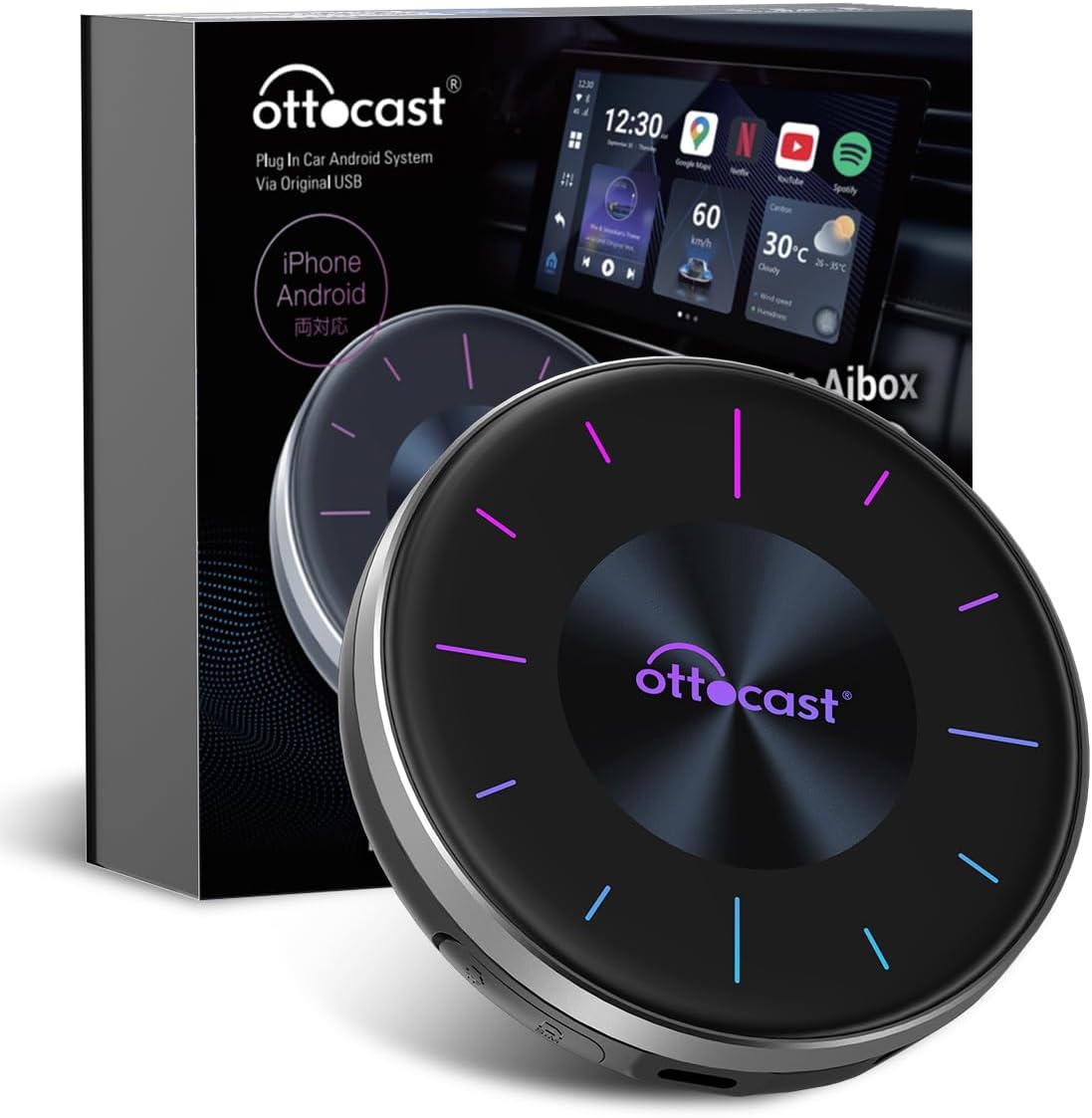 Ottocast OttoAiBox Picasou 3 Ai-Box, Apple CarPlay / Android Auto wireless  adapter